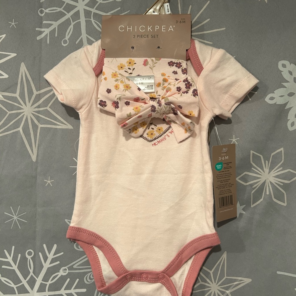 Chickpea Baby Onesie with Floral Bow